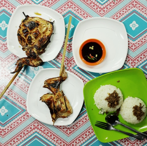 Pastil with chicken barbecue