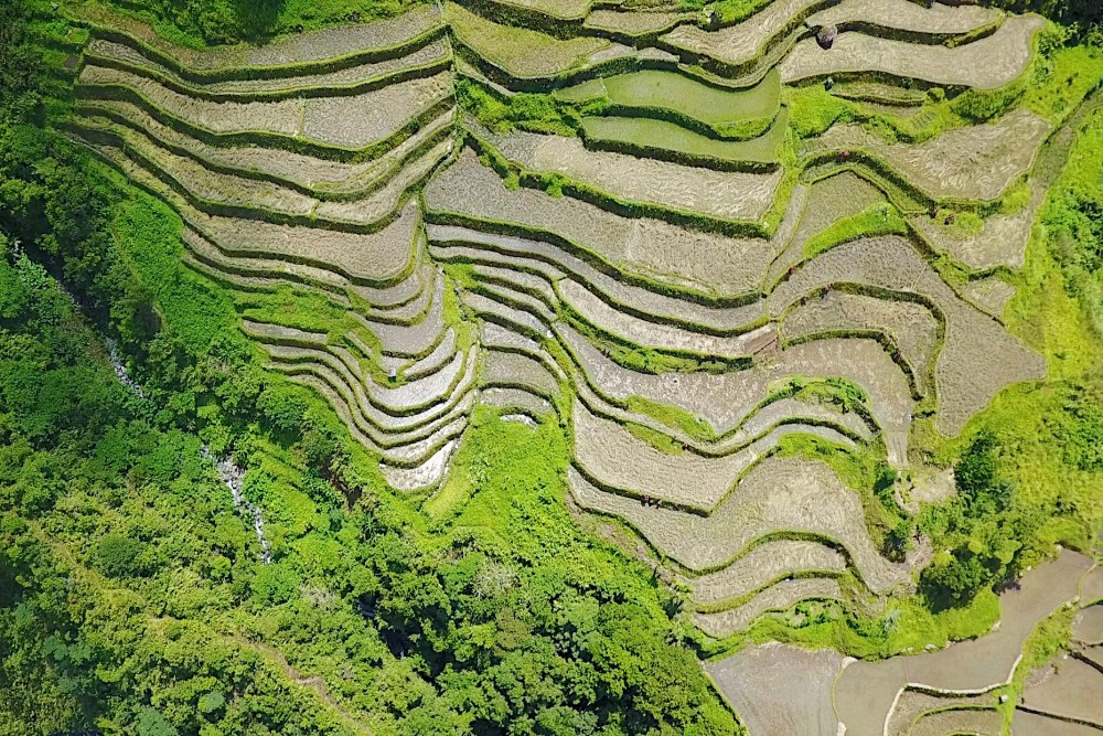 Top view of Batad as shot by a drone