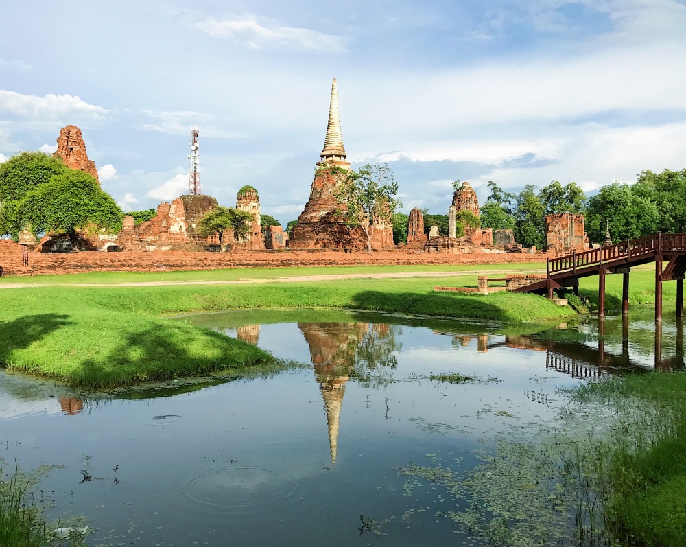 AYUTTHAYA! A lagoon in Ayutthaya made a beautiful reflection of one of the temples found in the ancient city.