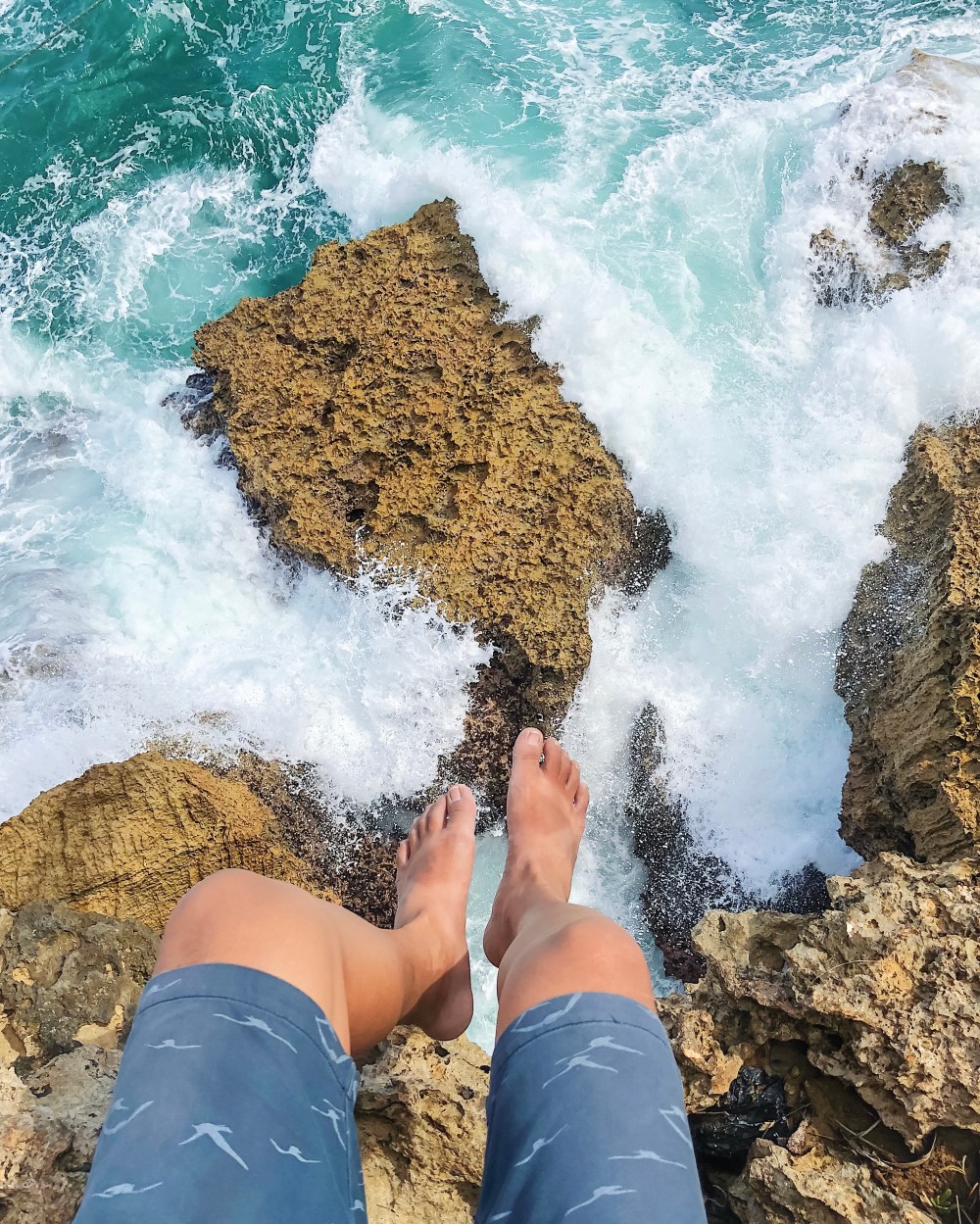 HUMONGOUS. Big, emerald waves crash on the coastline of Timang Beach, which is made up of rocky cliffs. After spending some time taking pictures of the surroundings, I decided to sit down and just watch the waves below me as they hit the rocks down there. That moment was very memorable as I really felt the energy of the sea against the seemingly steady yet diminishing toughness of the land.