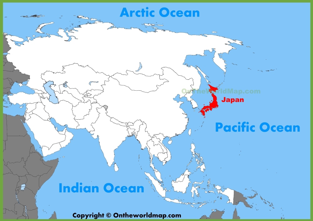 Location of Japan in Asia.