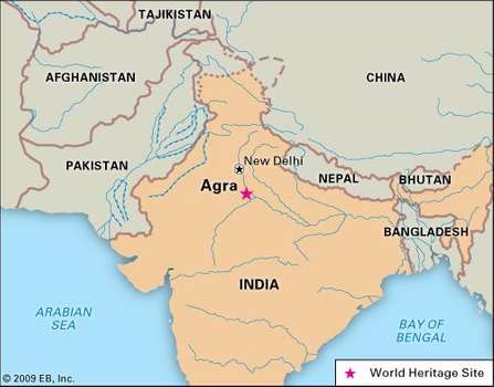 Agra Map - courtesy of Britannica